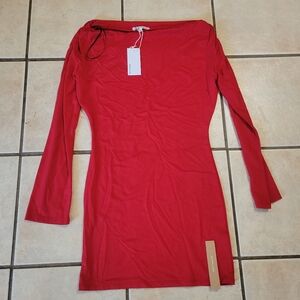 Reformation Vibrant Red Long Sleeve Dress